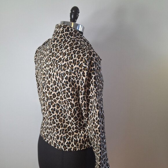 Bianca Nygard Sz 8 (Med) Animal Print Moto Jacket Short Zippered Lined Cotton - Picture 5 of 15
